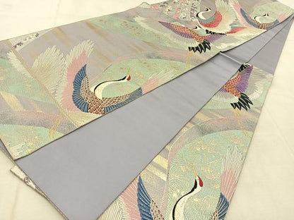 平和屋着物◎六通柄袋帯　唐織　飛鶴宝相華　九百錦　金銀糸　正絹　逸品　BAAU9460yc