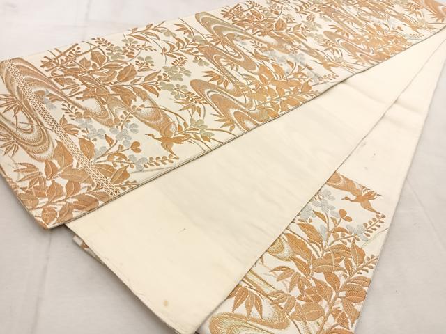 平和屋着物◎六通柄袋帯　流水花鳥文　金銀糸　BAAU9501yc