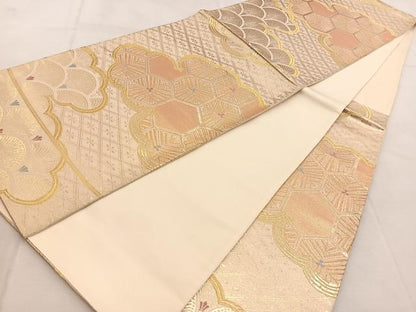 平和屋着物◎六通柄袋帯　唐織　雲取吉祥文　金糸　正絹　逸品　BAAU9503yc