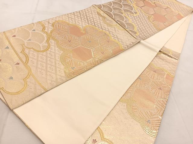 平和屋着物◎六通柄袋帯　唐織　雲取吉祥文　金糸　正絹　逸品　BAAU9503yc