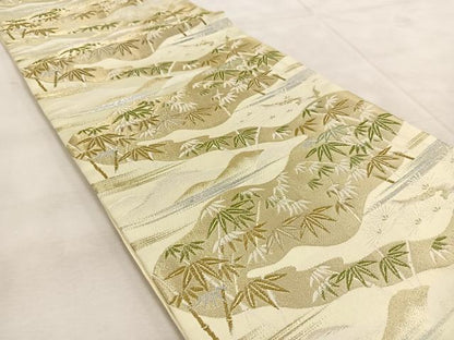 平和屋着物◎六通柄袋帯　唐織　遠山笹竹文　金銀糸　BAAU9507yc
