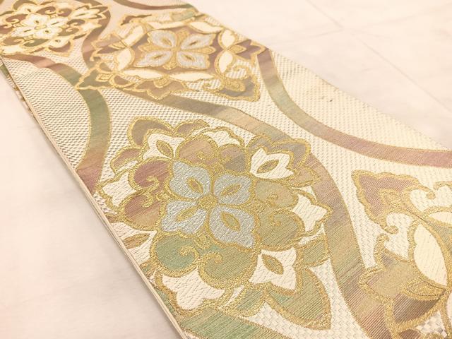 平和屋着物◎六通柄袋帯　唐織　立涌花菱文　金銀糸　正絹　逸品　BAAU9510yc