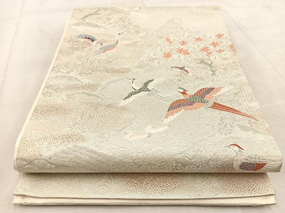 平和屋着物◎六通柄袋帯　唐織　風景花鳥文　金銀糸　正絹　逸品　BAAU9521yc