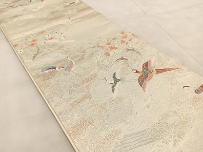 平和屋着物◎六通柄袋帯　唐織　風景花鳥文　金銀糸　正絹　逸品　BAAU9521yc