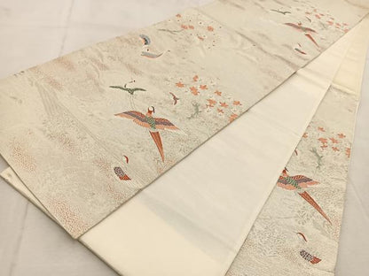 平和屋着物◎六通柄袋帯　唐織　風景花鳥文　金銀糸　正絹　逸品　BAAU9521yc