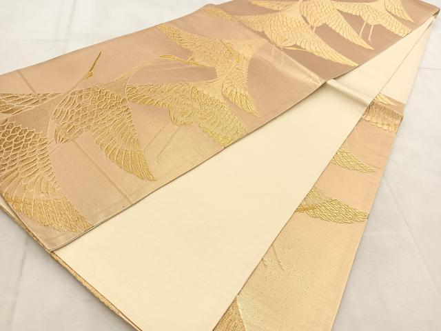 平和屋着物◎六通柄袋帯　飛鶴文　金糸　正絹　逸品　BAAU9522yc
