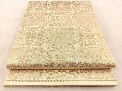 平和屋着物◎六通柄　本袋帯　正倉院花文　金糸　正絹　逸品　BAAU9534yc
