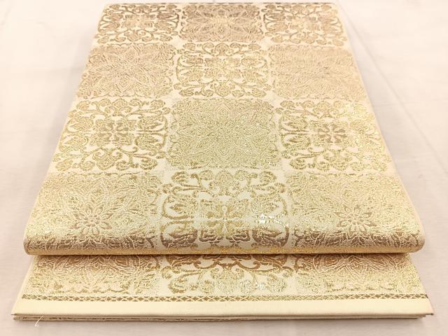 平和屋着物◎六通柄　本袋帯　正倉院花文　金糸　正絹　逸品　BAAU9534yc