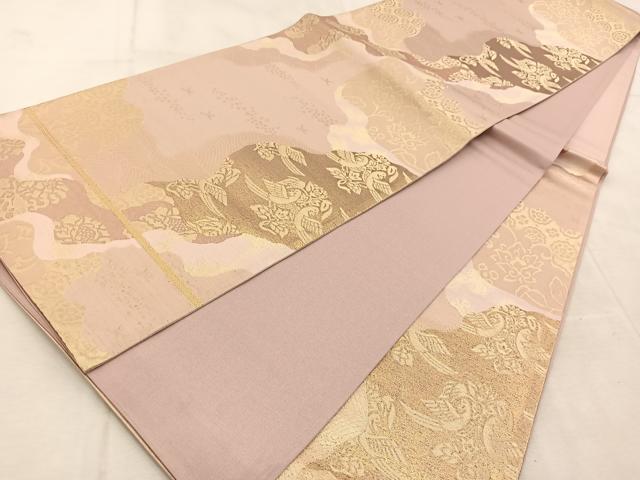 平和屋着物◎六通柄袋帯　花鳥文　金糸　正絹　逸品　未使用　BAAU9556yc