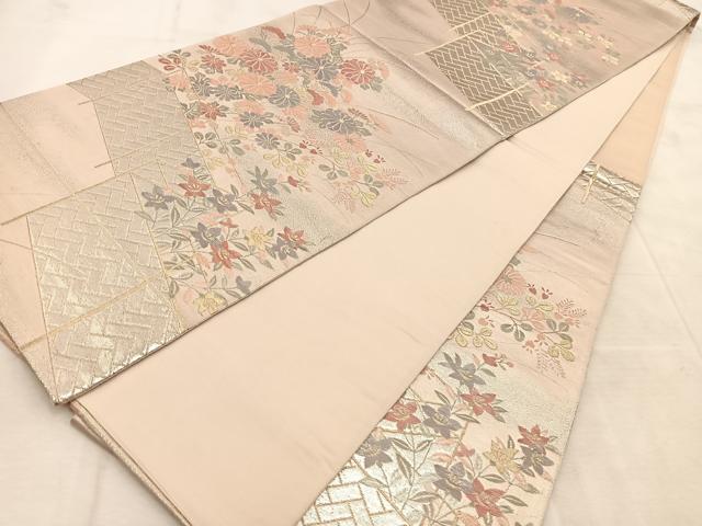 平和屋着物◎六通柄袋帯　唐織　秋草文　金銀糸　正絹　逸品　BAAU9563yc