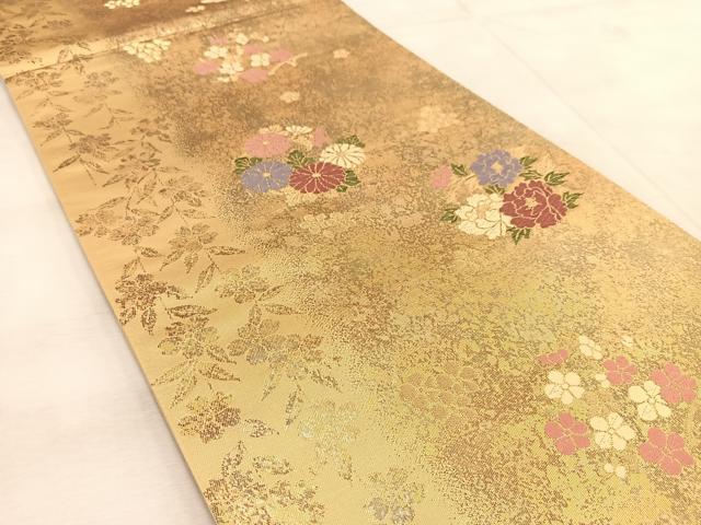 平和屋着物◎六通柄袋帯　唐織　舞花文　金糸　引箔　正絹　逸品　BAAU9565yc