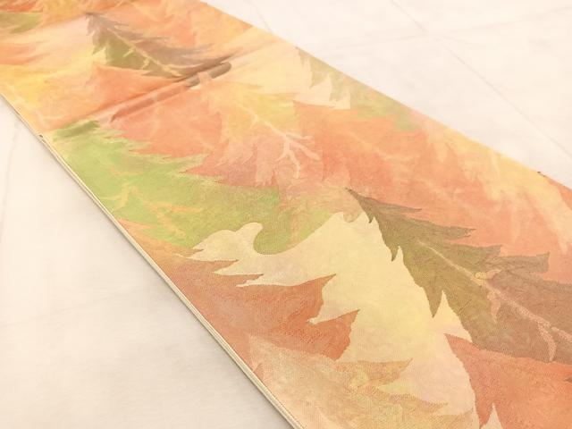 平和屋着物◎六通柄袋帯　樹林文　金糸　引箔　正絹　逸品　BAAU9576yc