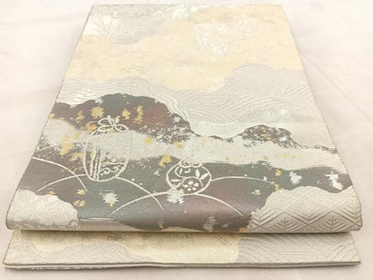 平和屋着物◎六通柄袋帯　仕覆吉祥更紗文　金銀糸　引箔　正絹　逸品　BAAU9579yc