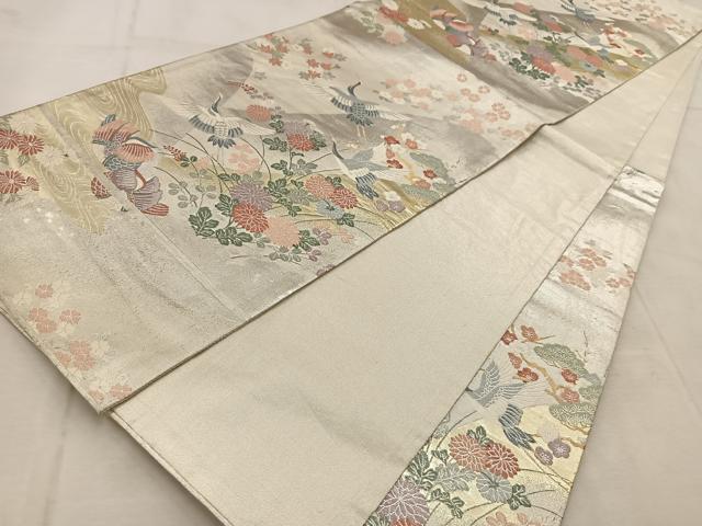 平和屋着物◎六通柄袋帯　風景花鳥文　金銀糸　正絹　逸品　BAAU9588yc
