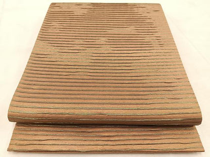 平和屋着物◎両面　全通柄袋帯　横段文　金糸　正絹　逸品　BAAU9618yc