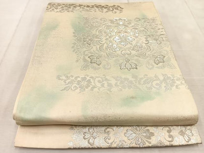 平和屋着物◎太鼓柄　京袋帯　宝相華　銀糸　正絹　逸品　BAAU9651yc