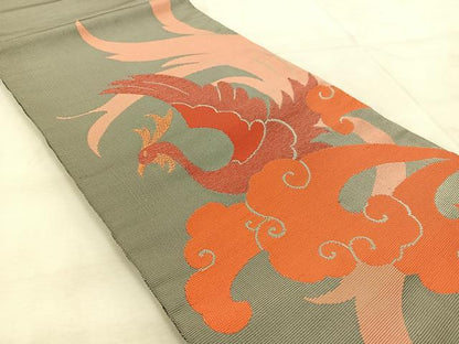 平和屋着物◎太鼓柄袋帯　抄織天平　鳳凰　正絹　逸品　BAAU9671yc