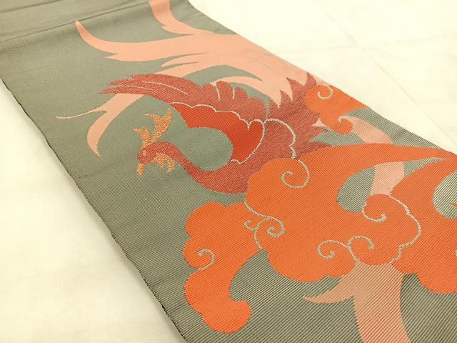 平和屋着物◎太鼓柄袋帯　抄織天平　鳳凰　正絹　逸品　BAAU9671yc