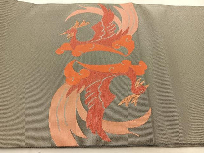 平和屋着物◎太鼓柄袋帯　抄織天平　鳳凰　正絹　逸品　BAAU9671yc