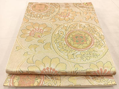 平和屋着物◎六通柄袋帯　花唐草文　金糸　正絹　逸品　BAAU9673yc