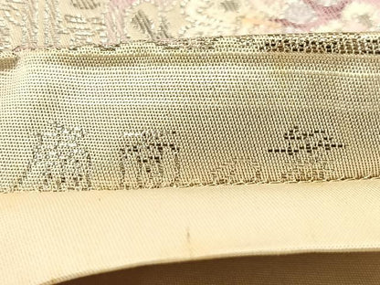 平和屋着物◎六通柄袋帯　扇面の舞　プラチナ箔　正絹　逸品　BAAU9681yc