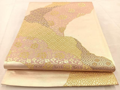 平和屋着物◎六通柄袋帯　道長有職文　金糸　正絹　逸品　BAAU9682yc