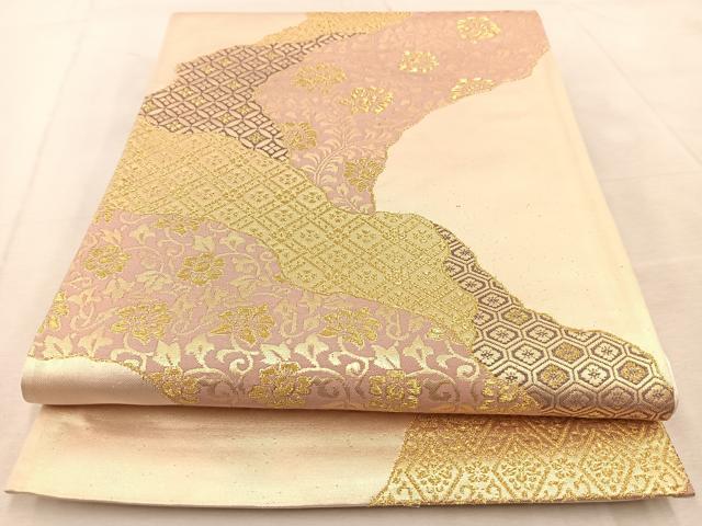 平和屋着物◎六通柄袋帯　道長有職文　金糸　正絹　逸品　BAAU9682yc