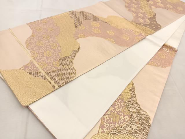 平和屋着物◎六通柄袋帯　道長有職文　金糸　正絹　逸品　BAAU9682yc