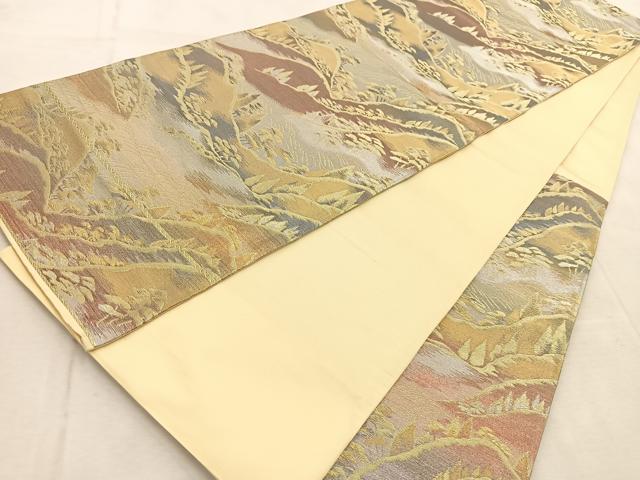 平和屋着物◎六通柄袋帯 風景樹林文 金銀糸 引箔 正絹 逸品 BAAU9694yc