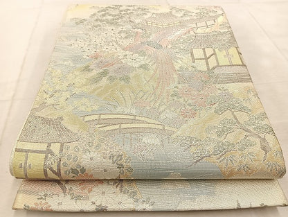平和屋着物◎900織佐賀錦　六通柄袋帯　鳳凰風景文　金銀糸　正絹　逸品　BAAU9705yc
