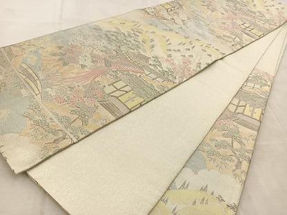 平和屋着物◎900織佐賀錦　六通柄袋帯　鳳凰風景文　金銀糸　正絹　逸品　BAAU9705yc