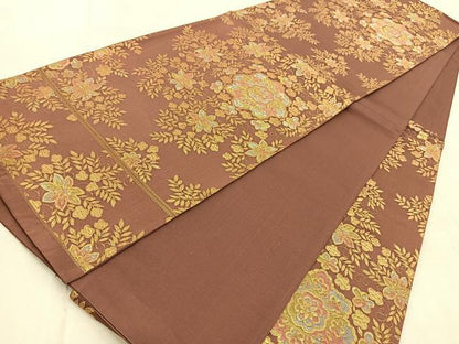 平和屋着物◎六通柄袋帯　正倉院花文　金糸　正絹　逸品　BAAU9709yc