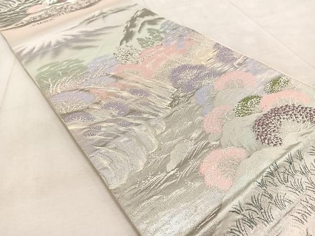 平和屋着物◎六通柄袋帯　唐織　愛宕の里　二重箔錦　銀糸　正絹　逸品　BAAU9710yc