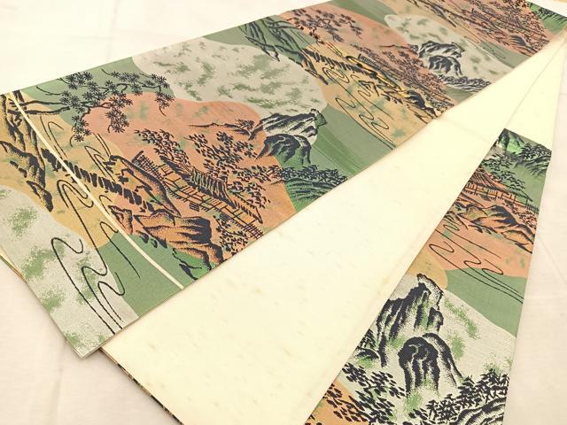 平和屋着物◎六通柄袋帯　御所解風景文　金銀糸　引箔　正絹　逸品　BAAU9715yc
