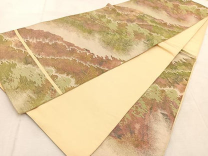 平和屋着物◎六通柄袋帯　樹林文　正絹　逸品　BAAU9736yc