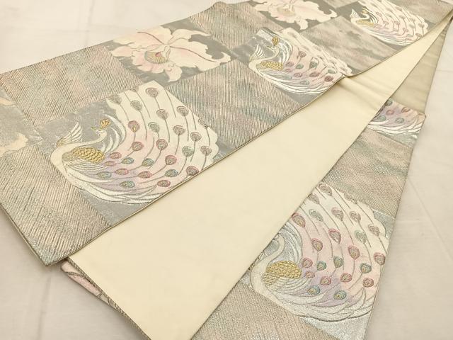 平和屋着物◎六通柄袋帯　孔雀カトレア文　金銀糸　正絹　逸品　BAAU9738yc