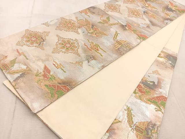 平和屋着物◎六通柄袋帯　花鳥文　金銀糸　引箔　正絹　逸品　BAAU9746yc