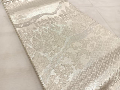平和屋着物◎佐賀錦　六通柄袋帯　道長樹林文　銀糸　正絹　逸品　BAAU9753yc
