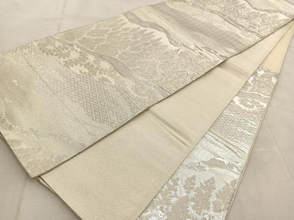 平和屋着物◎佐賀錦　六通柄袋帯　道長樹林文　銀糸　正絹　逸品　BAAU9753yc