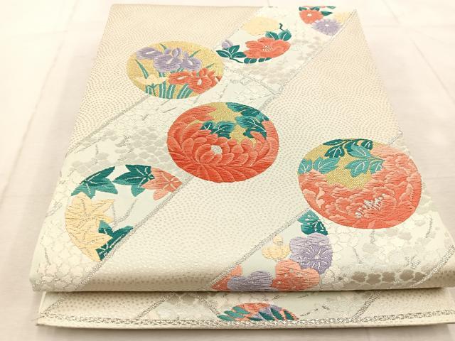 平和屋着物◎六通柄袋帯　唐織　花丸文　金銀糸　正絹　逸品　BAAU9786yc