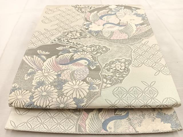 平和屋着物◎六通柄袋帯　唐織　清風鳳凰文　プラチナ箔　正絹　逸品　BAAU9789yc