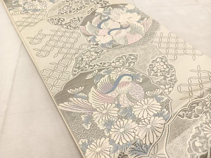平和屋着物◎六通柄袋帯　唐織　清風鳳凰文　プラチナ箔　正絹　逸品　BAAU9789yc