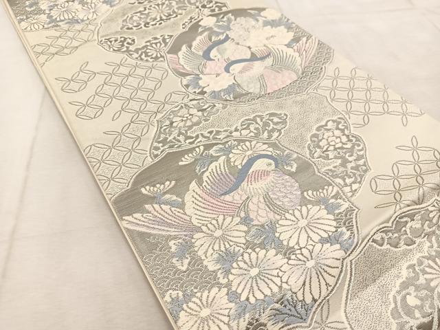 平和屋着物◎六通柄袋帯　唐織　清風鳳凰文　プラチナ箔　正絹　逸品　BAAU9789yc