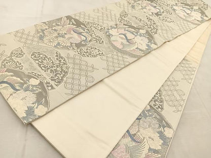 平和屋着物◎六通柄袋帯　唐織　清風鳳凰文　プラチナ箔　正絹　逸品　BAAU9789yc