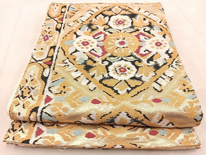 平和屋着物◎六通柄袋帯　正倉院花文　金糸　BAAU9791yc