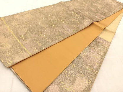 平和屋着物◎六通柄袋帯　花唐草文　金糸　引箔　正絹　逸品　BAAU9805yc