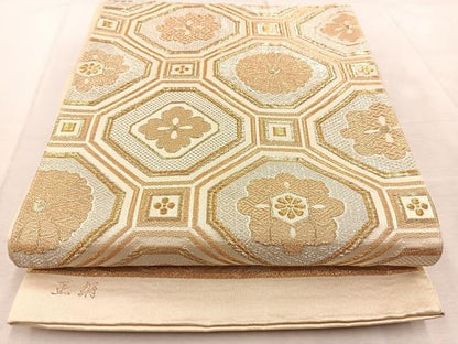 平和屋着物◎全通柄袋帯　蜀江花文　金銀糸　正絹　逸品　BAAU9806yc