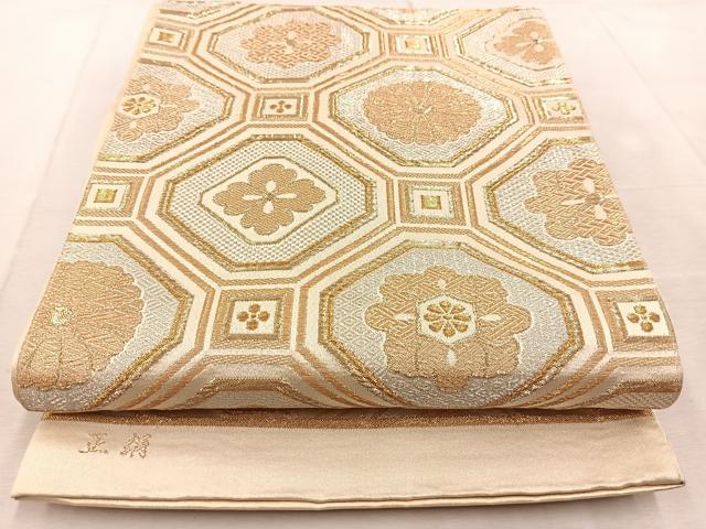 平和屋着物◎全通柄袋帯　蜀江花文　金銀糸　正絹　逸品　BAAU9806yc