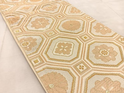 平和屋着物◎全通柄袋帯　蜀江花文　金銀糸　正絹　逸品　BAAU9806yc