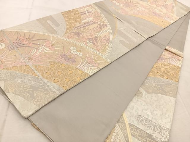平和屋着物◎六通柄袋帯　唐織　吉祥花文　金銀糸　正絹　逸品　BAAU9807yc